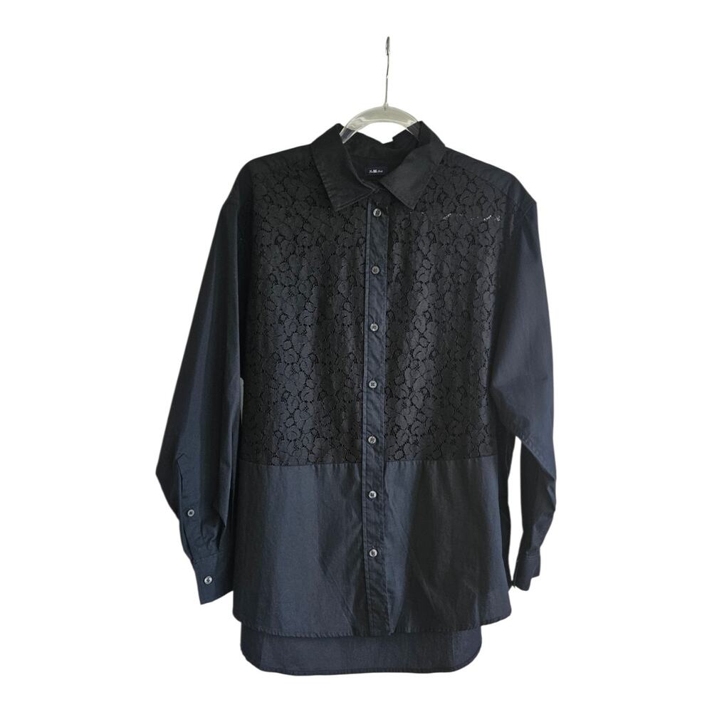 Gap The Big Shirt Womens Size M Button-Up Sheer Lace Chest L/S Button Cuff